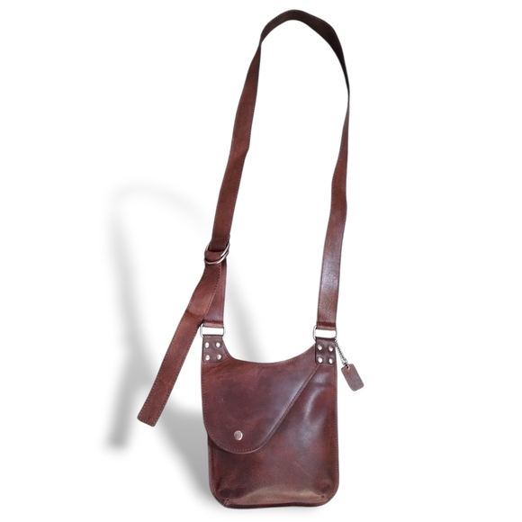 Other - Men's Brown Leather Slim Saddle Crossbody Bag
